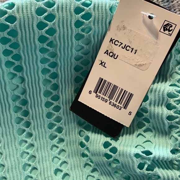 Kenneth Cole Aqua/Teal/Turquoise crochet cutout one piece XL NWT - Picture 8 of 10